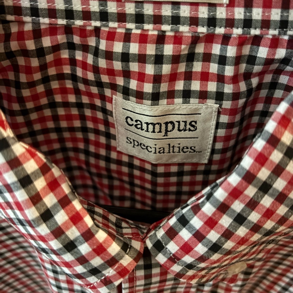 Utah Utes Button Down Shirt Campus Specialties Large Gingham NWT - Picture 3 of 5